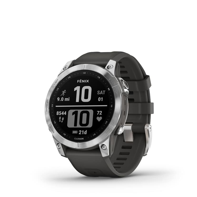 Garmin fēnix 7 Multisport GPS Watch, Silver with Graphite Band - 1