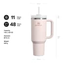 STANLEY 1913 Quencher H2.0 Flowstate Tumbler 1.2L - Cold for 11 Hours - Iced for 48 Hours - Metal Water Bottle with Straw, Handle and Lid - Dishwasher Safe - Travel Mug for Cold Drinks - Rose Quartz - 3