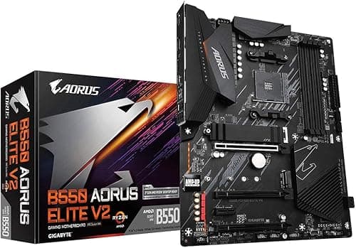 Gigabyte B550 AORUS ELITE V2 Motherboard - Supports AMD Ryzen 5000 Series AM4 CPUs, 12+2 Phases Digital Twin Power Design, up to 4733MHz DDR4 (OC), 2xPCIe 3.0 M.2, 2.5GbE LAN, USB 3.2 Gen