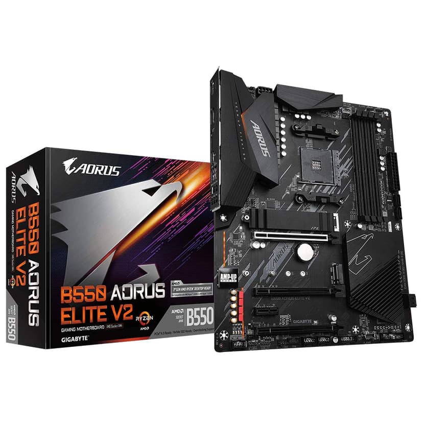Gigabyte B550 AORUS ELITE V2 Motherboard - Supports AMD Ryzen 5000 Series AM4 CPUs, 12+2 Phases Digital Twin Power Design, up to 4733MHz DDR4 (OC), 2xPCIe 3.0 M.2, 2.5GbE LAN, USB 3.2 Gen - 1