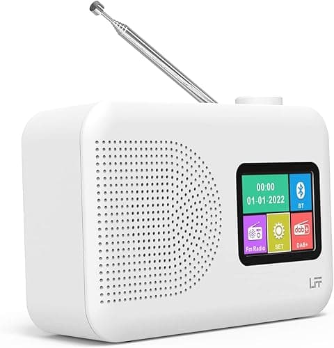 LFF Radio Numérique DAB/FM avec Écran Couleur, Bluetooth - Portable pour Cuisine, Fonctionne sur Piles ou Câble