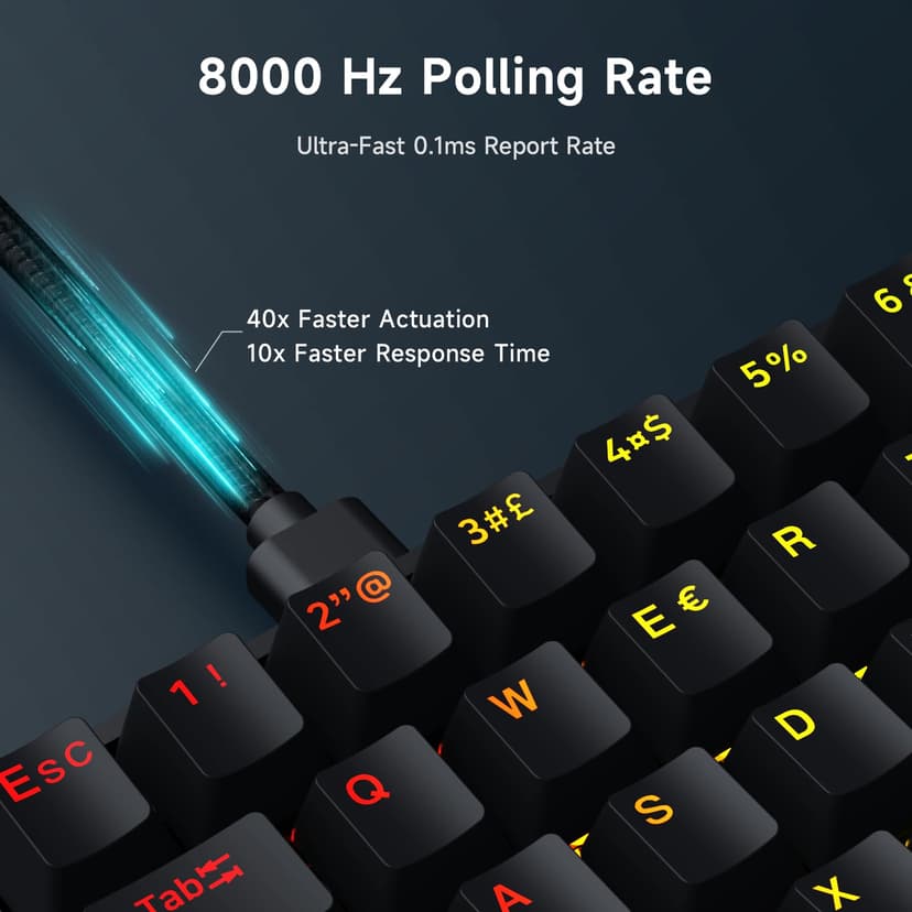 MCHOSE ACE60 Pro HE Magnetic Gaming Keyboard, 60% Wired Gaming Keyboard with 8K Rapid Trigger, Hall Effect Switches, 128K Scan Rate, 0.01mm Precision, RGB, PBT Keycaps, SOCD & Snap, Black - 4