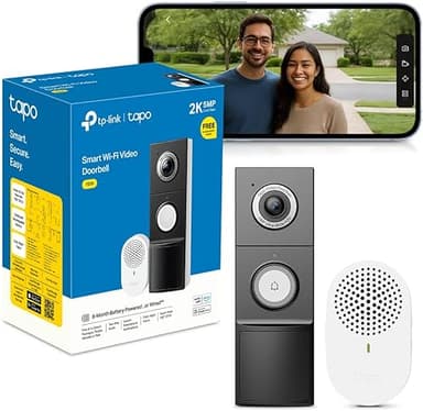 Tapo D235 Sonnette sans Fil avec Camera 2K+ 5MP, IP66 éta…