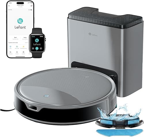 Lefant M350 Robot Aspirateur Laveur avec Station, 3 en 1, 6000Pa, Vidange Automatique, Zones Virtuelles, Navigation Laser avec Cartographie, Idéal pour Les Sols,Tapis Poils d'animaux, WiFi/Alexa/App