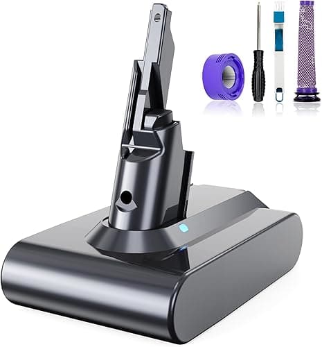6000mAh Batterie pour V7 SV11 Remplacement Batterie pour Dyson Absolute Animal Motorhead Trigger Car+Boat Fluffy HEPA Mattress Aspirateur avec 2 Pré-Filtre et 1 Tournevis