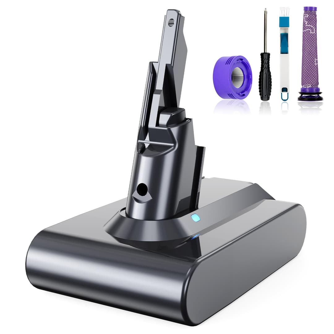 6000mAh Batterie pour V7 SV11 Remplacement Batterie pour Dyson Absolute Animal Motorhead Trigger Car+Boat Fluffy HEPA Mattress Aspirateur avec 2 Pré-Filtre et 1 Tournevis