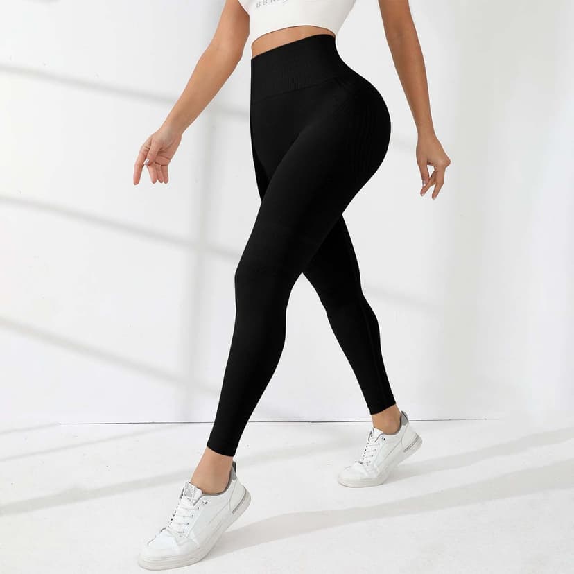 riou Compression Leggings for Women, 3D Anti Cellulite Leggings - Lipedema Compression Leggings Slimming Scrunch Bums Legging High Waist Seamless Tummy Control Legging Butt Lift Black - 6