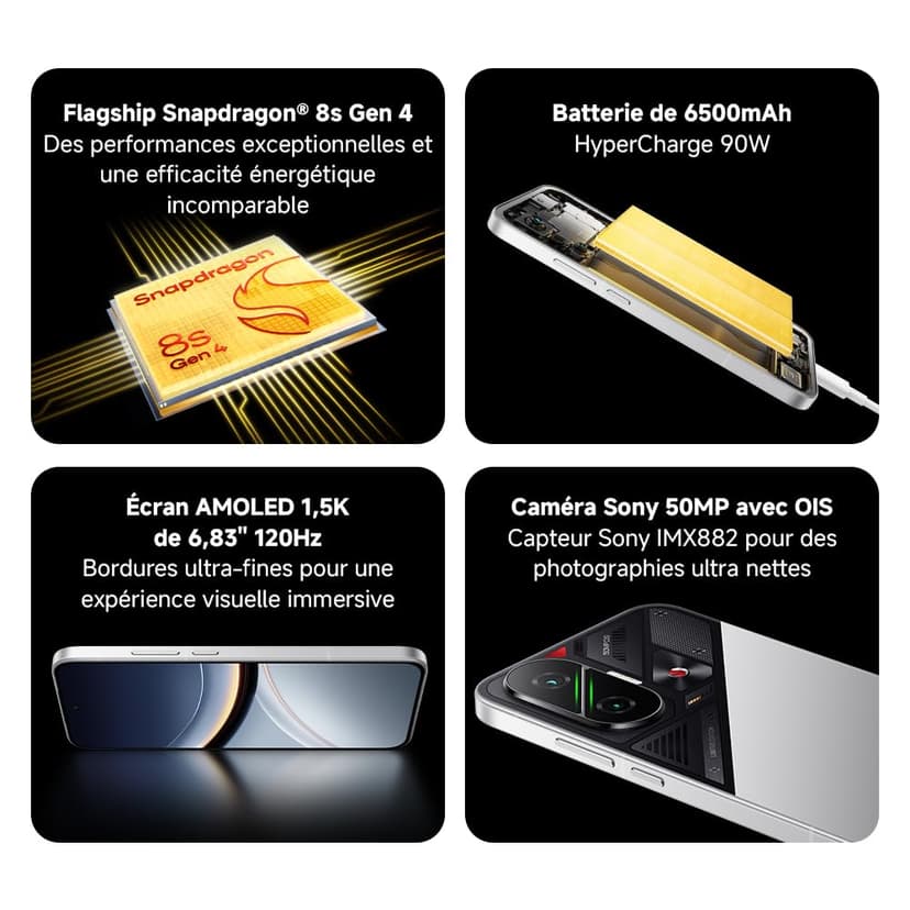 POCO F7 Smartphone, 12+256GB, Black, Flagship Snapdragon® 8s Gen 4, 6500mAh battery, 50MP Sony camera with OIS, 6.83 inch 1.5K 120Hz AMOLED display (Included power adapter) - 4