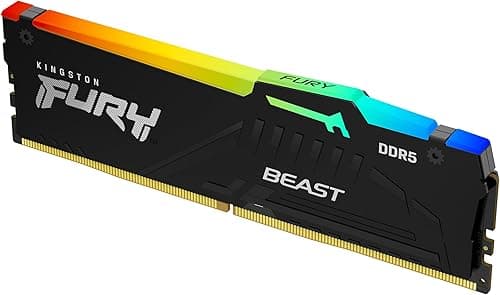 Kingston FURY Beast Black RGB 16GB 6000MT/s DDR5 CL36 DIMM Desktop Gaming Memory Single Module AMD EXPO/ Intel XMP - KF560C36BBE2A-16