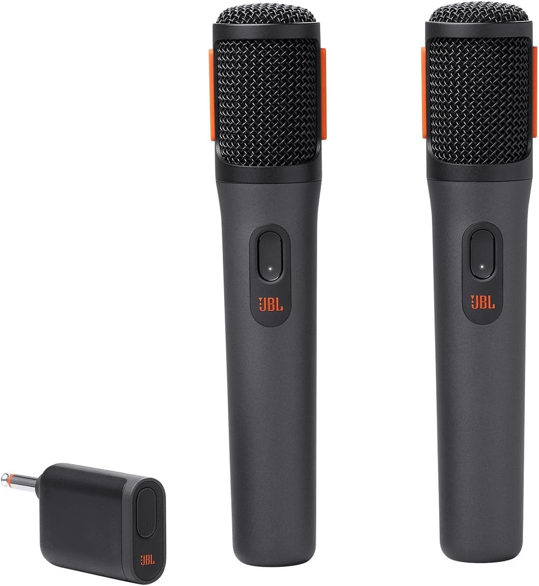 JBL Partybox Digital Wireless Microphones for JBL Partybox Speakers with Wireless Dongle, Stable 2.4 GHz Connection, 20 Hours Playtime, in Black