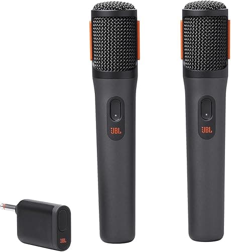 JBL Partybox Digital Wireless Microphones for JBL Partybox Speakers with Wireless Dongle, Stable 2.4 GHz Connection, 20 Hours Playtime, in Black
