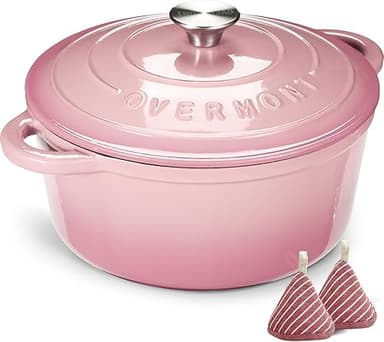 Overmont 26cm/5.2L Enamelled Cast Iron Round Casserole Po…