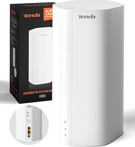 Tenda 5G06-5G NR Router with Dual SIM, 5G/4G LTE Router Wi-Fi 6 AX3000, 2.5G Port, Plug & Play, Supports up to 160 Devices, Child Lock, WPA3, Alexa, Mesh WiFi+