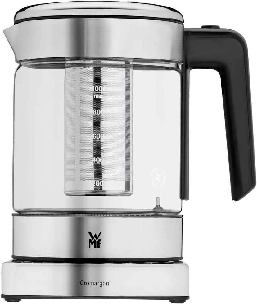 WMF KITCHENminis Bouilloire théière électrique en verre, 1 L, 1900 W, 5 niveaux de température, Maintien au chaud, Sans Fil, Qualité Schott Duran, Filtre thé intégré, Design Inox & Compact 0413180012 - 4