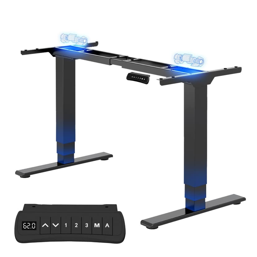 FlexiSpot Bureau Assis Debout Électrique 2 Moteurs, Charge 160kg, 3 Colonnes, Rappel de Sédentarité, Système Anti-collision, Panneau Mémoire, Cadre en Acier, Noir - 1
