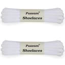 Puzeam Lacets Ovales de Sport [ 2 Paires ] lacets de Chaussures Demi Ronds les Course de Baskets de Running - Largeur 6 mm,16 couleurs au Choix Blanc 120 - 2