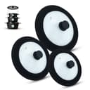 Set of 3 universal glass lids, 3-piece, pots and pans 16/18/20 cm & 24/26/28 cm & 28/30/32 cm, with outlet valve and silicone rim. (black) - 1