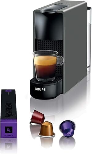 Nespresso Krups Machine à Café Essenza Mini Gris Intense, 19 Bars + Kit de Bienvenue, Design Compact, Expresso et Lungo, Arrêt Automatique, YY2911FD