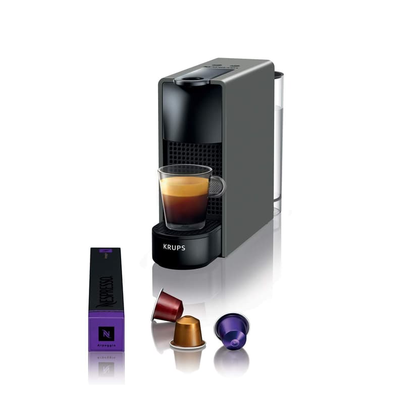 Nespresso Krups Machine à Café Essenza Mini Gris Intense, 19 Bars + Kit de Bienvenue, Design Compact, Expresso et Lungo, Arrêt Automatique, YY2911FD - 1