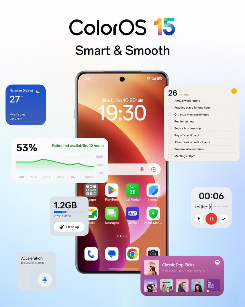 OPPO Reno14 F 5G 8+256GB, AI Android Unlocked Smartphone, 6.57" 120Hz AMOLED Display, 50+32MP AI Camera, 6000mAh Battery, IP69 Water Resistance, Opal Blue (Include 45W SUPERVOOC Charger) - 8