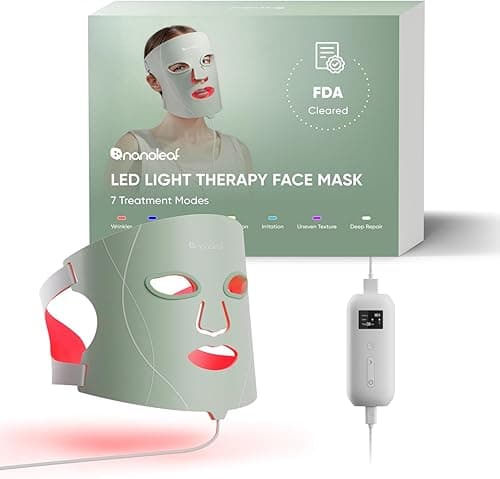 Nanoleaf Masque LED Visage de Luminothérapie, 7 Modes, Lumière Rouge Portable avec LED NIR, Silicone Doux, Protection Yeux, Traitement 5-10 Min, Infrarouge Rechargeable