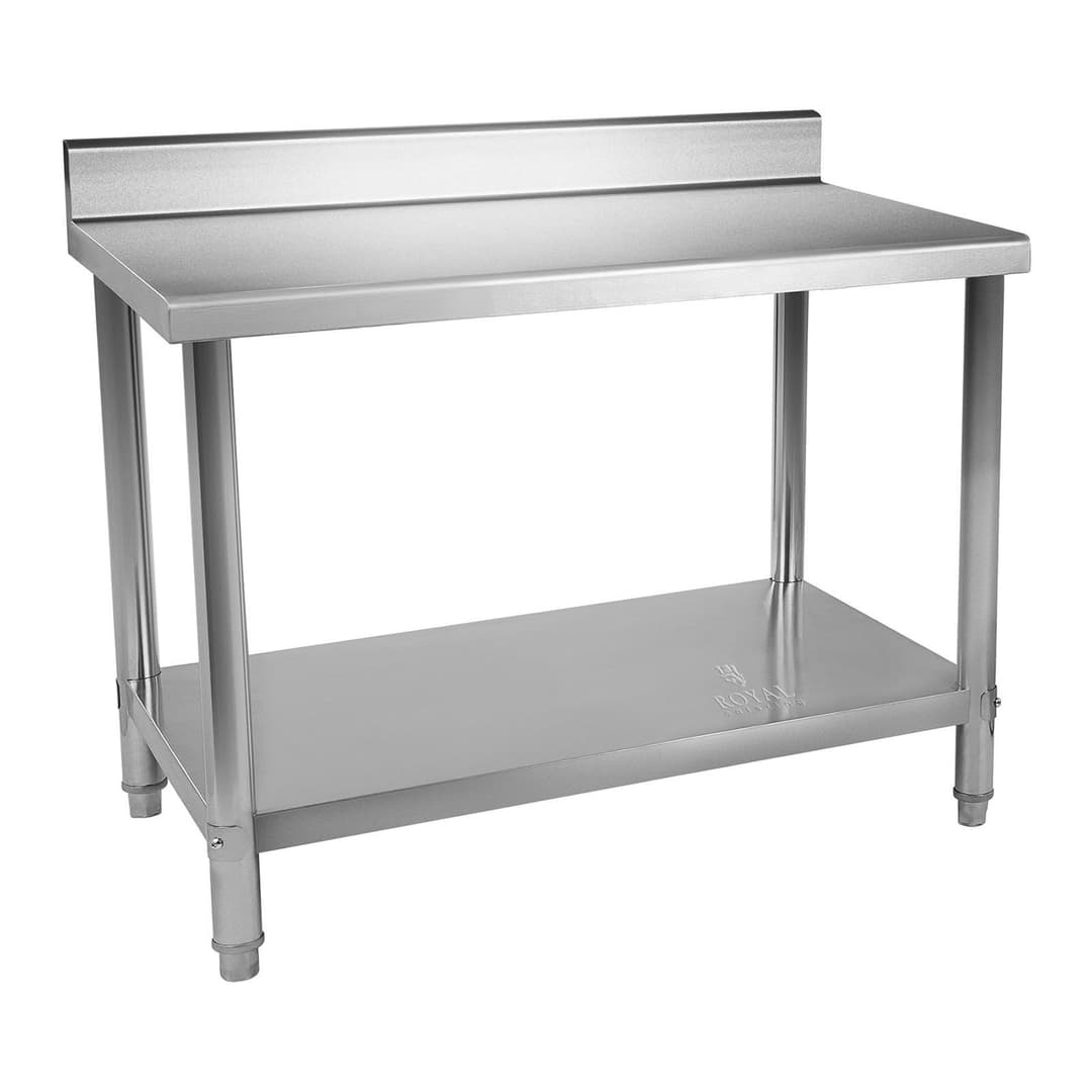 Royal Catering RCAT-120/60-N Stainless Steel Table Kitchen Worktable (120 x 60 cm, 250 kg, Upstand)