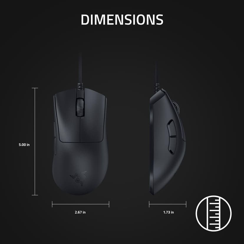 DeathAdder V3 Souris de gaming filaire ultra légère 59 g Capteur optique Focus Pro 30 K Commutateurs optiques rapides Gen-3 Hyperpolling 8 K Hz 6 boutons programmables Ergonomique Câble Speedflex Noir - 7