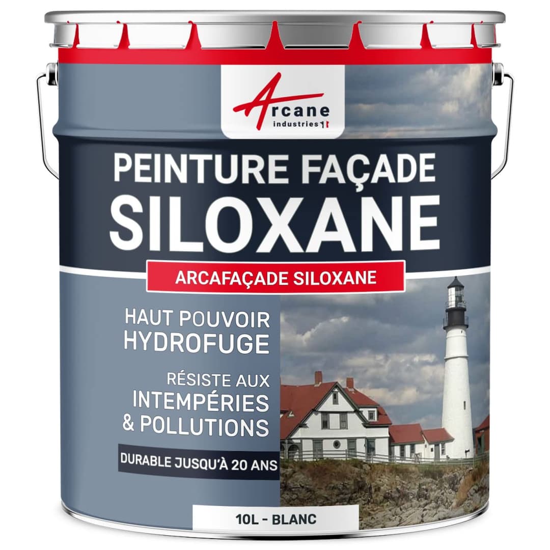 Siloxane facade paint, water resistant – durable up to 15 years – renovation facade, polishing wall – Arcafacade Siloxane – white (Ral 9003) – 10 l (+ or 60 m2 in 1 layer) – Arcane Industry