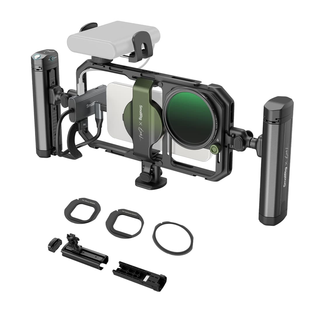 SMALLRIG x Brandon Li All-in-One Mobile Video Kit, Universal Quick Release Phone Video Rig Kit for iPhone for SamSung for Pixel, with 67mm VND Filter Wireless Rotatable Handles for M.2 SSD - 4596