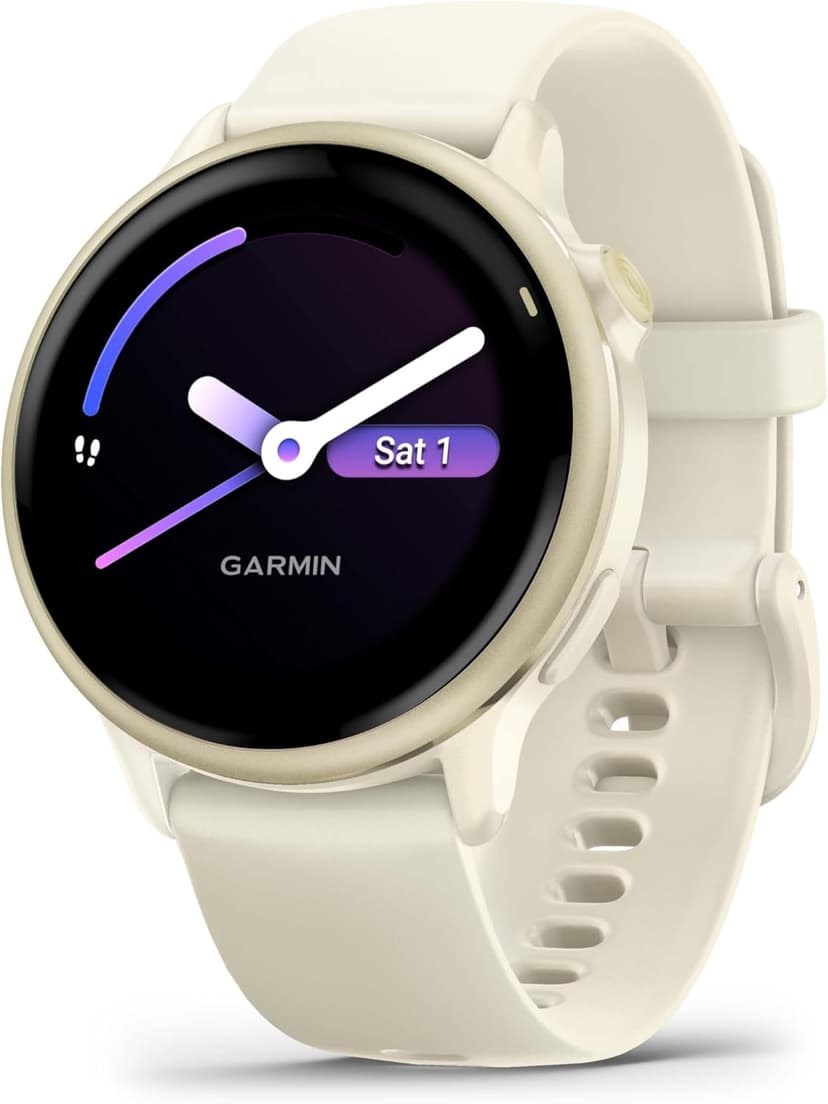Garmin vívoactive 6, 42mm GPS smartwatch, AMOLED touchscreen, all-day health monitoring, personalised fitness features, advanced sleep coaching, Music, up to 11 days battery life, Bone/Lunar Gold - 1
