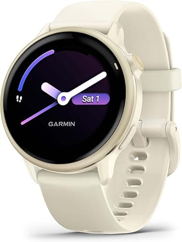 Garmin vívoactive 6, 42mm GPS smartwatch, AMOLED touchscreen, all-day health monitoring, personalised fitness features, advanced sleep coaching, Music, up to 11 days battery life, Bone/Lunar Gold