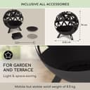 blumfeldt Fire Pits for Garden, Fire Bowl Camping Firepit, Outdoor Wood Burners for Camp Firepit with Steel Base Stand, Outside Fireplace Log Burner w/Poker, Circular Weatherproof Firebowl for Garden - 4
