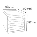 Exacompta - Ref 310498D - BIG-BOX Desktop Drawer Set - 4 x 55mm Drawers, Suitable for A4+ Documents, 347 x 278 x 267mm, 100% Recycled Plastic - Black/Harlequin - 9