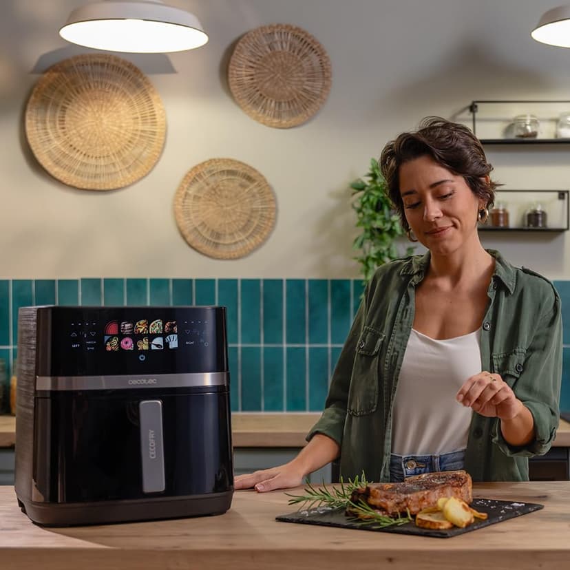 Cecotec Air Fryer Cecofry&Grill Duoheat 8000. Friteuse à Air sans Huile 8L, Grill et Plancha, Résistance Double, 2200W, Cuisson Uniforme, Moins de Graisse, Idéale pour Pizzas - 2