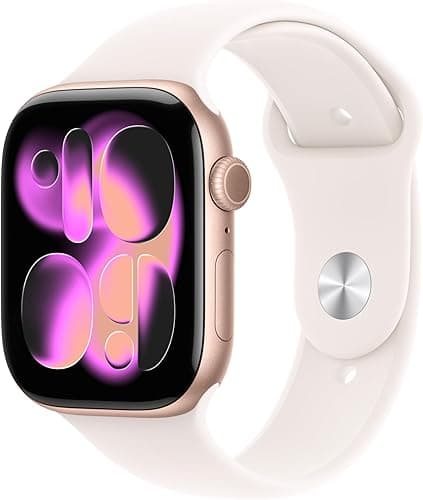 Apple Watch Series 11 [GPS 46mm] Smartwatch with Rose Gold Case and Soft Pink Sport Band, Sleep Score, Activity Tracker, Health Tracker, Always On Screen