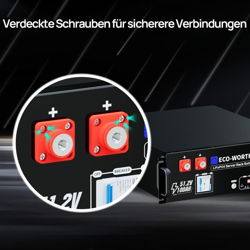 ECO-WORTHY Batterie Lithium 48V 100Ah*3 Bluetooth avec BMS 100A, LiFePO4 15,36kWh 3U pour Rack de Serveur avec Prise en Charge Can&RS485 pour système Solaire Complet, système photovoltaïque - 8