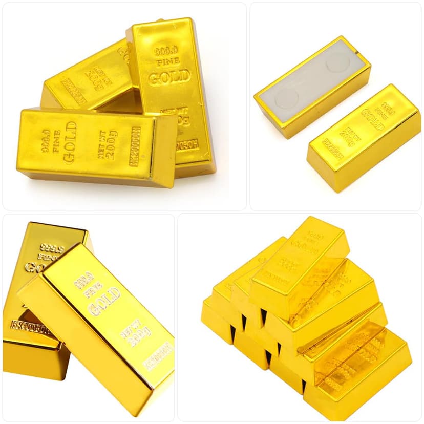 VALICLUD Pack of 5 Gold Bars Brick Bars Replica Film Prop Plastic for Party Favourite Small Activity Props Birthday Decoration Goodie Bags Fillers - 7