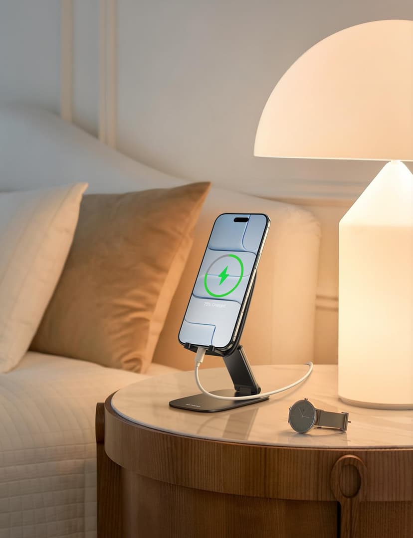 Lamicall Support Téléphone Bureau Pliable - [15mm Ultrafin] Base Métallique, Hauteur & Angle Réglables, Support Téléphone Universel pour iPhone 17/16/15/14/13/12 Pro Max, Samsung et Autres Smartphones - 7