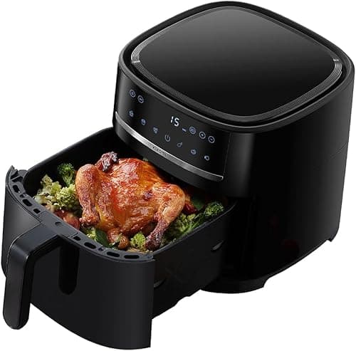 XIAOMI Air Fryer 6L Friteuse à air chaud XXL 1500 W, réglable de 40 à 200 °, circulation d'air chaud à 360 °, 6 programmes, friture sans huile, noire