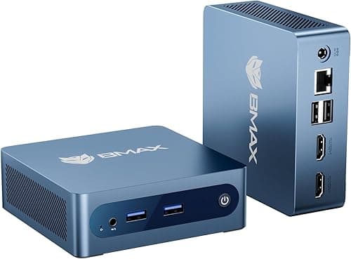 BMAX Mini PC B1 Plus Intel Celeron J3355 6GB LPDDR3, 128GB eMMC [Expandable to 2TB SSD] Mini Desktop Computer Dual Display 4K@60Hz HDMI x 2 | USBx4 | WiFi 5 | Bluetooth | for Office / Home
