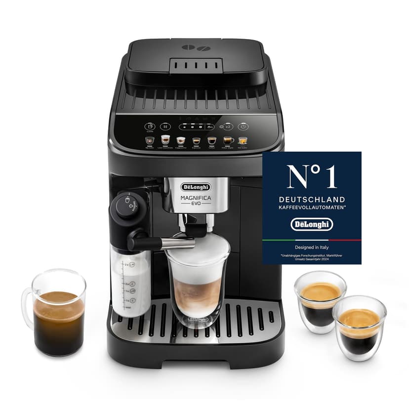 De'Longhi Magnifica Evo ECAM 292.81.B coffee machine with LatteCrema milk system, 7 direct selection buttons for cappuccino, espresso and other coffee specialties, 2-cup function, black - 1
