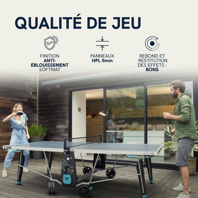 CORNILLEAU - Table de ping Pong d'extérieur 400X Outdoor - Loisir de Jardin - Agrément FFTT - Panneau Bleu 5mm - 2