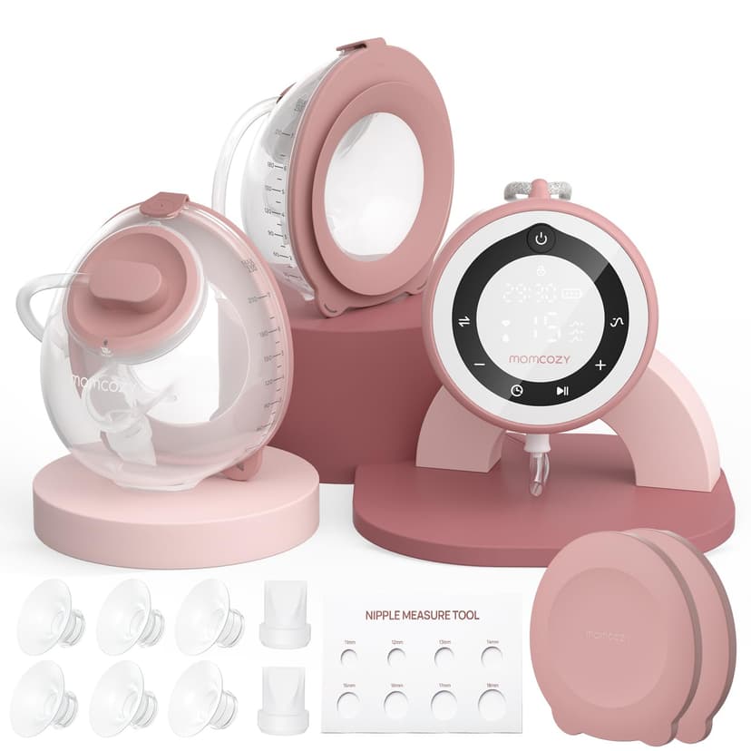 Momcozy V1 Pro Tire Lait Electrique - Forte puissance d'aspiration, Double pompe à lait portable mains libres avec 3 modes d'aspiration finement réglés & 15 niveaux, Pompe à lait électrique avec Rouge - 1