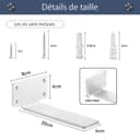 MLOQI Lot de 6 Equerre Etagere Murale, équerre Industrielle,Equerre Charge Lourde,5 mm D'épaisseur, Support Invisible étagère Murale avec Vis (Blanc 20 cm) - 2