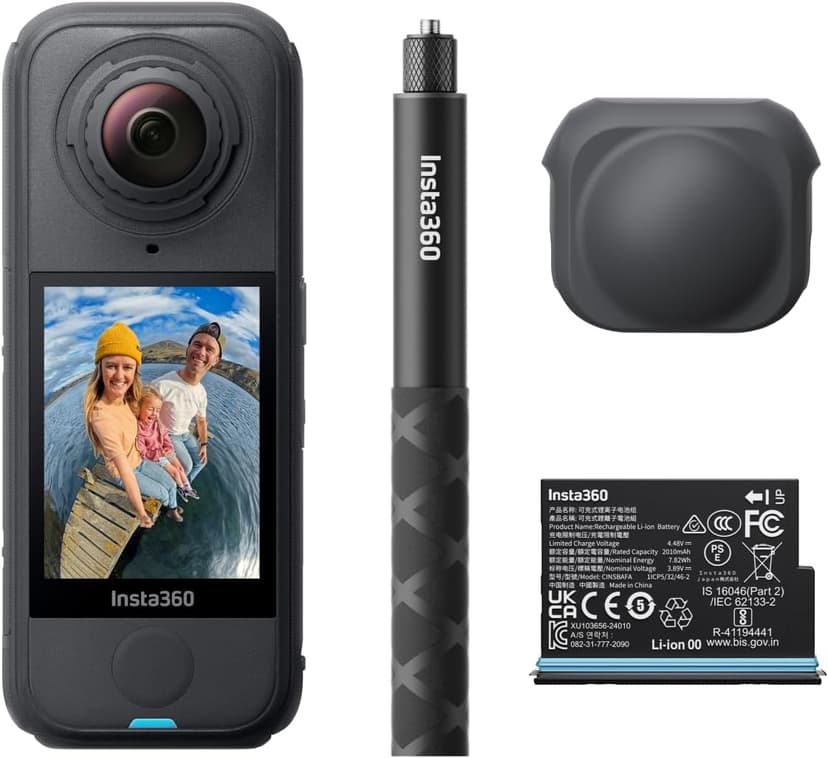 Insta360 X4 Air Pack démarrage Noir Graphite - Caméra 360 8K, Appareil Photo vidéo étanche léger 165g, Perche à Selfie Invisible, objectifs remplaçables, Pare-Vent, dashcam pour vlog, Moto - 1