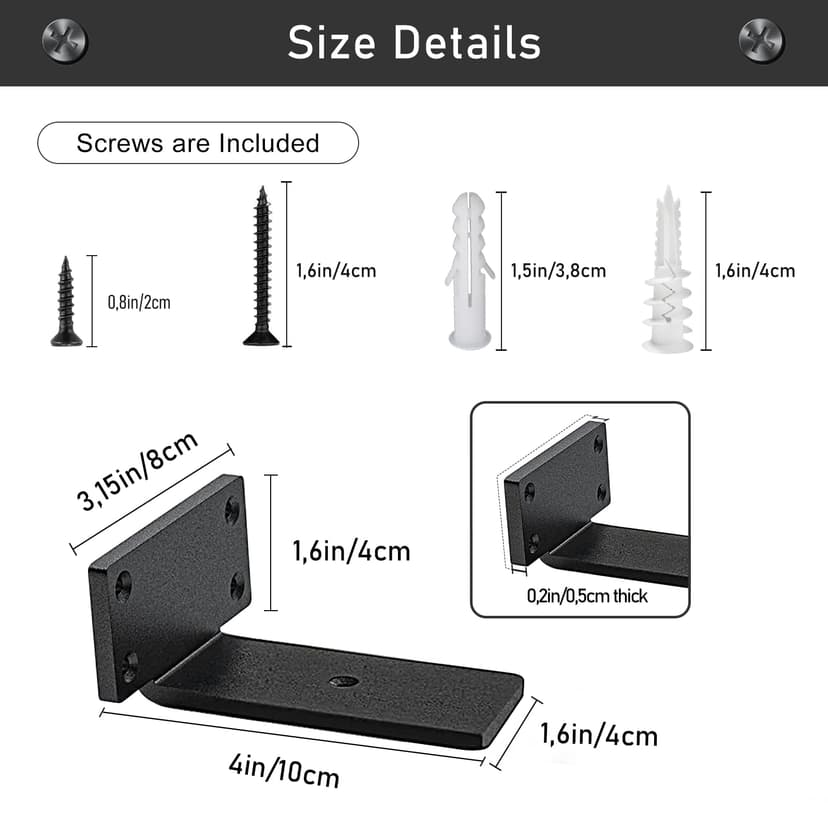MLOQI 6pcs Shelf Carrier Shelf Bracket, White Shelf Holder of Steel Industrial Shelf Support 20cm - 2