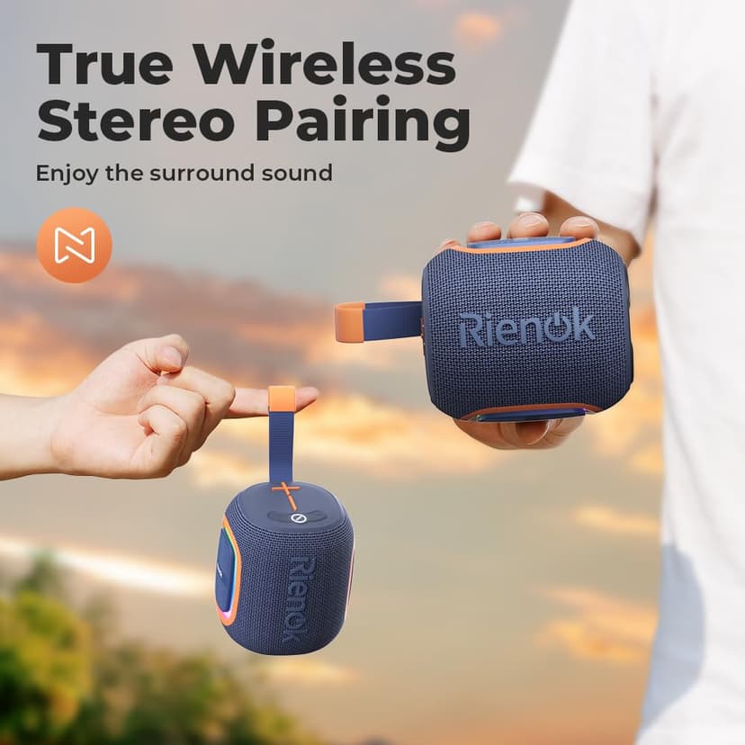 RIENOK Bluetooth Speaker Wireless Portable Waterproof Speaker with Lights FM Radio 15-Hour Playtime Bluetooth 5.3 TF Card USB Playback Mini for Home Garden Party Camping Travel - 6