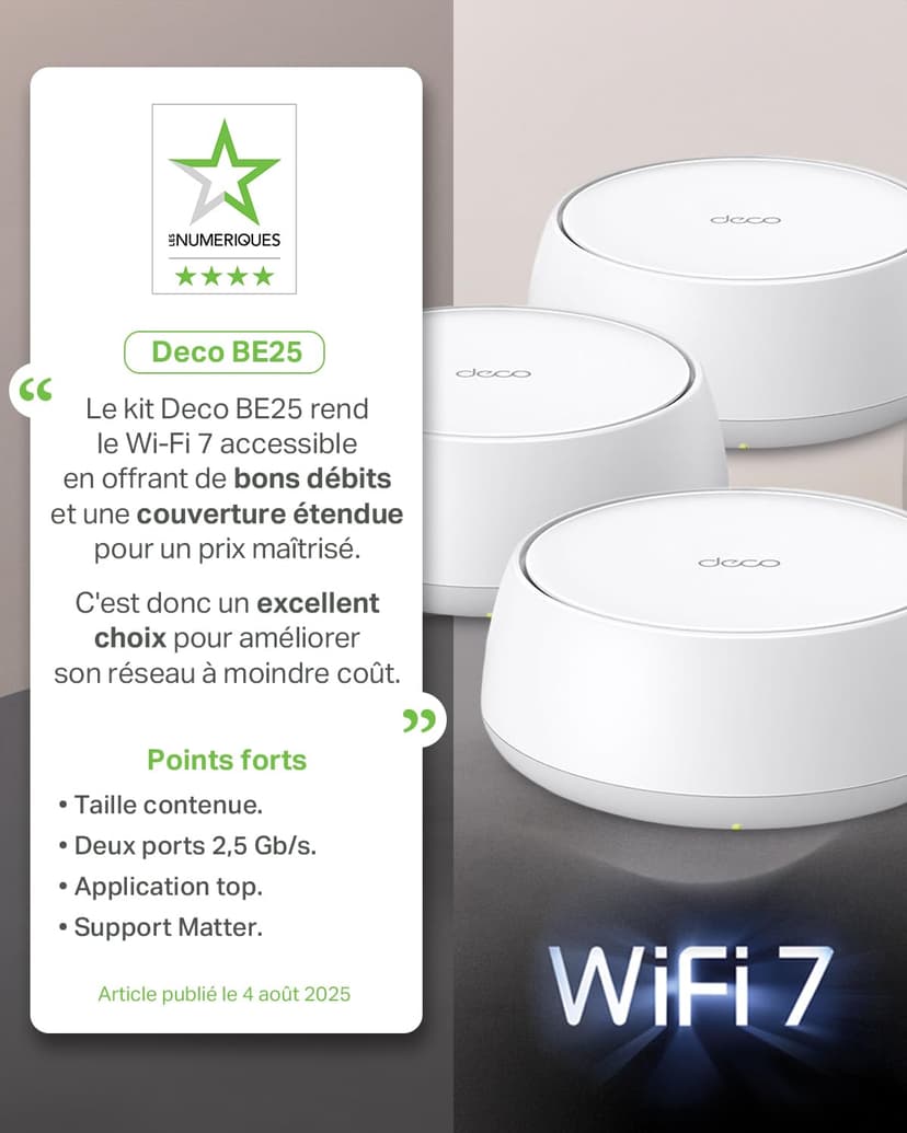 [NUEVO]TP-Link Deco BE25(3-pack)|Sistema Wi-Fi 7 Mesh BE3600|AI Mesh, Wi-Fi Dual-Banda de 3.6 Gbps, Puertos 2.5 Gbps, Multi-Link Operation MLO, Backhaul Combinado Inalámbrico y Cableado, Protección Ho - 3