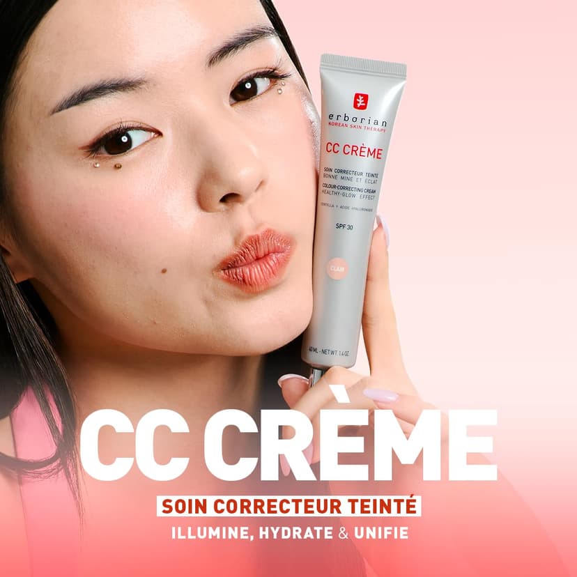 Erborian - CC Cream with Centella Asiatica- Color Correcting Cream with Healthy Glow Effect - Natural and Luminous Finish - Long-Lasting Hydration - Korean Cosmetic Care - Doré 15 ml - 2