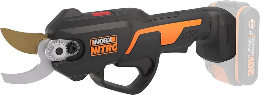 WORX Sécateur sans Fil 20V WG330E.9, Brushless, Coupe 25 mm, 1500 coupes en une charge, double protection, compact et léger, Lames haute résistance SK5, livré sans batterie ni chargeur - 1